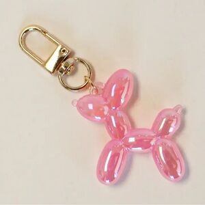 Pink Balloon Dog Keychain